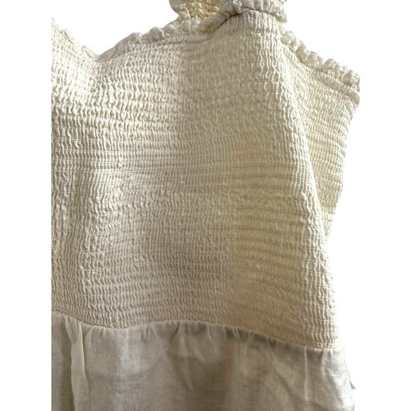 Market & Spruce Linen Blend Smocked Tank Ivory Neutral Size L - Picture 3 of 8